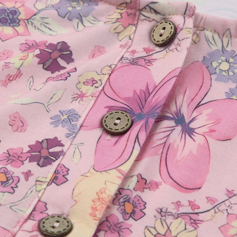 B256 Multicolor Hibiscus Floral Print Ruffle Mini Dress - Picture 9 of 12